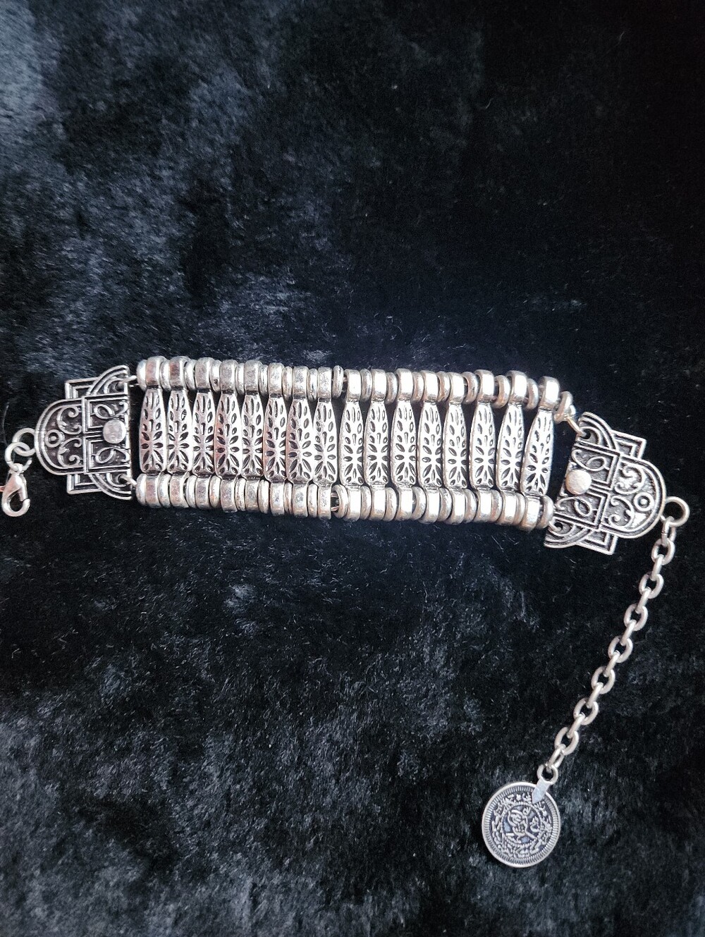 y2k bohemian Filigree Silver-Tone Statement Bracelet